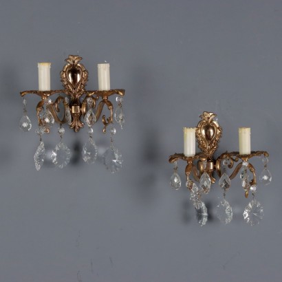 Antique Wall Lamps Rococo Style Bronze Italy XX Century