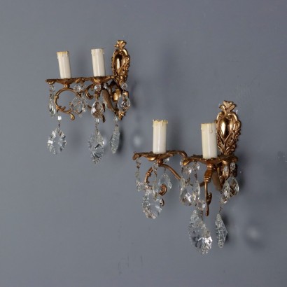 Pair of bronze wall lamps, Pair of Rococo style wall lamps