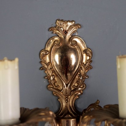 Pair of bronze wall lamps, Pair of Rococo style wall lamps