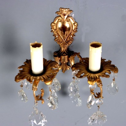 Pair of bronze wall lamps, Pair of Rococo style wall lamps