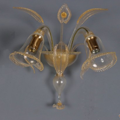 Four glass wall lamps, Group of Four Glass Wall Lamps