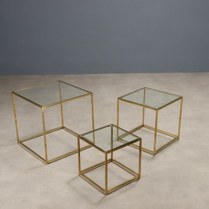 Vintage Coffee Tables Design Brass Glass Design Italy 1960s