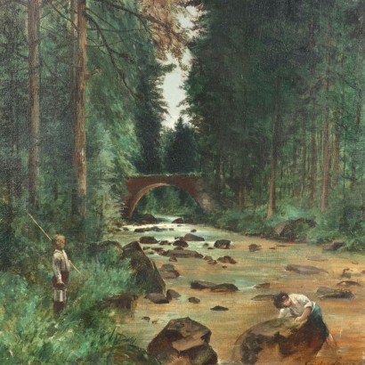 Painting by Tristan Lacroix, Woodland Landscape with Figures, Tristan Lacroix, Tristan Lacroix, Tristan Lacroix, Tristan Lacroix