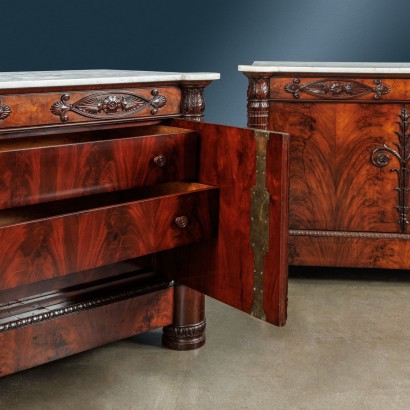 Pair of mahogany sideboards,Pair of sideboards.