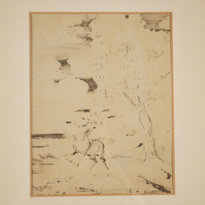 Drawing by Aligi Sassu, Horse in the Landscape, Aligi Sassu, Aligi Sassu, Aligi Sassu, Aligi Sassu