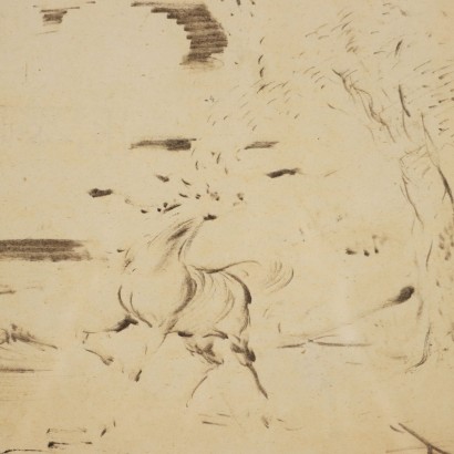 Drawing by Aligi Sassu, Horse in the Landscape, Aligi Sassu, Aligi Sassu, Aligi Sassu, Aligi Sassu