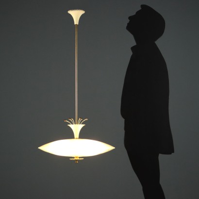 Lampada Anni 50 con Vetro Lavorato