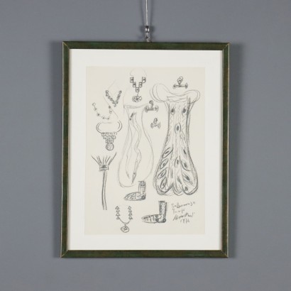 Dessin Contemporain de Remo Brindisi Esquisse Italie 1974