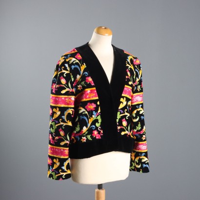 Veste Vintage Gai Mattiolo à Fleurs Coton Taille Unique Années 80