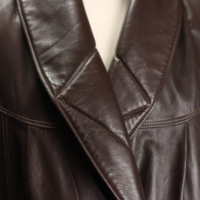 Giacca Vintage in Pelle Marrone