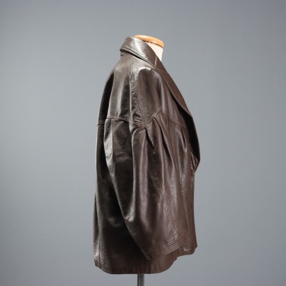 Giacca Vintage in Pelle Marrone