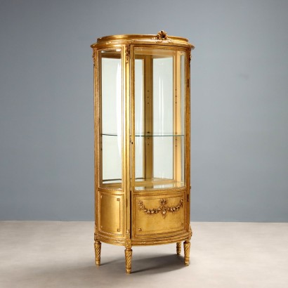 Antique Showcase Neoclassical Style Carved Wood Italy XX Century