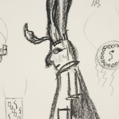 Drawing by Remo Brindisi, Sketch for the costumes of the 0, Remo Brindisi, Remo Brindisi, Remo Brindisi