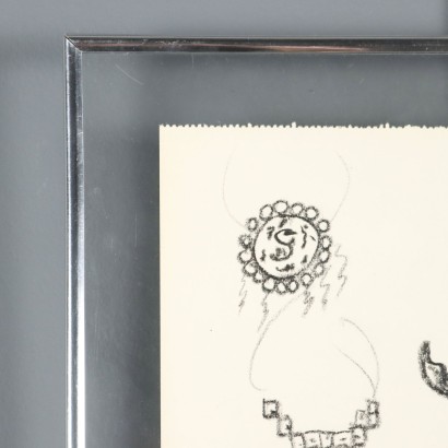 Drawing by Remo Brindisi, Sketch for the costumes of the 0, Remo Brindisi, Remo Brindisi, Remo Brindisi