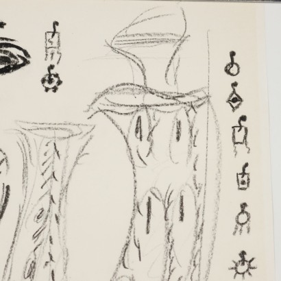 Drawing by Remo Brindisi, Sketch for the costumes of "L0apo, Remo Brindisi, Remo Brindisi, Remo Brindisi, Remo Brindisi