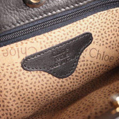 Sac à main vintage en cuir noir Chloé