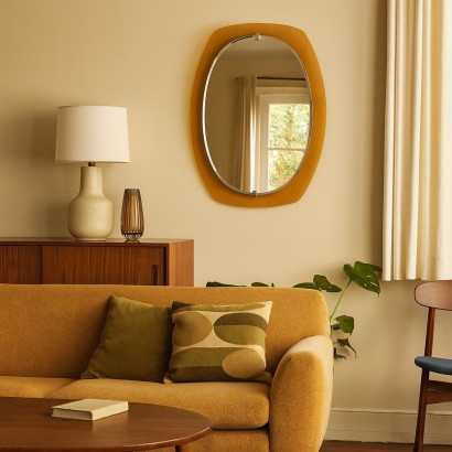 Vintage Design Mirror with Glass Frame, Italy, 1960s_1318912 1960s Mirror