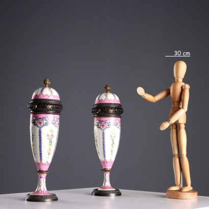 Pair of Silver and Porcelain Perfume Diffusers
