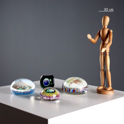 Set of Four Glass Paperweights