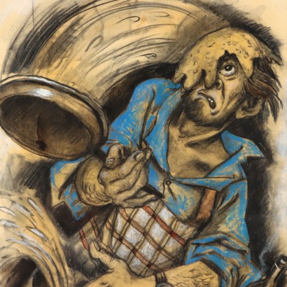 Peinture de Nicola Benois, L'Homme dans la cuisine, Nicola Aleksandrovic Benois, Nicola Aleksandrovic Benois, Nicola Aleksandrovic Benois