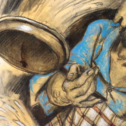 Peinture de Nicola Benois, L'Homme dans la cuisine, Nicola Aleksandrovic Benois, Nicola Aleksandrovic Benois, Nicola Aleksandrovic Benois