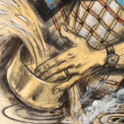 Peinture de Nicola Benois, L'Homme dans la cuisine, Nicola Aleksandrovic Benois, Nicola Aleksandrovic Benois, Nicola Aleksandrovic Benois