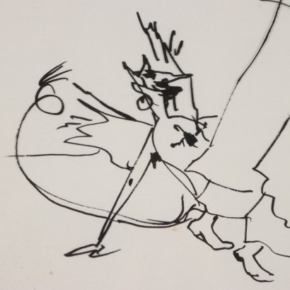 Drawing by Gianfilippo Usellini, Priests with Demons, Gianfilippo Usellini, Gianfilippo Usellini, Gianfilippo Usellini