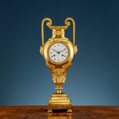 Antique Clock Empire Vase Shaped Gilded Bronze France XIX Century
