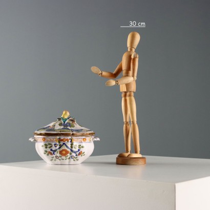 Salsiera con Coperchio in Maiolica di