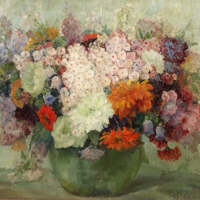 Painting Anna Gumlich-Kempf,Vase of flowers.,Anna Gumlich - Kempf,Anna Gumlich - Kempf,Anna Gumlich - Kempf