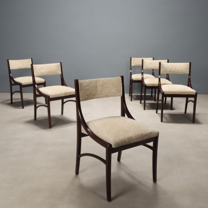 Chaises Vintage Hêtre Teinté Tissu Design Italie Années 1950