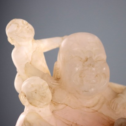 Budai Seduto con Bambini in Pietra Dur