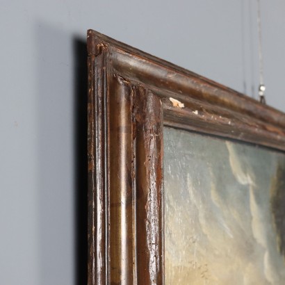 Dipinto Paesaggio con Edifici e Figure