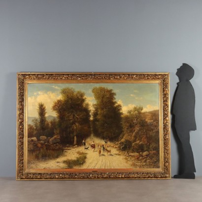 Dipinto di Achille Dovera,Paesaggio con gregge e pastori,Achille Dovera,Achille Dovera,Achille Dovera,Achille Dovera