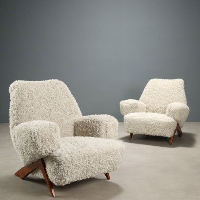 Vintage Armchairs Design Fabric Painted Beech Italy 1960s