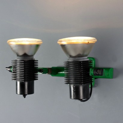 Vintage Stilnovo Wall Lamp Green Enamelled Metal Design 1980s