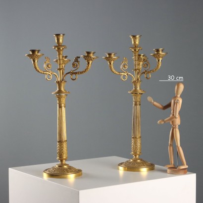 Pair of Gilded Bronze Candelabra