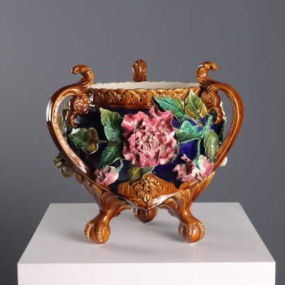 Barbotine Ceramic Cache Pot