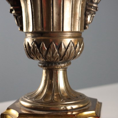 Paar Lampen aus Silber und Bronze