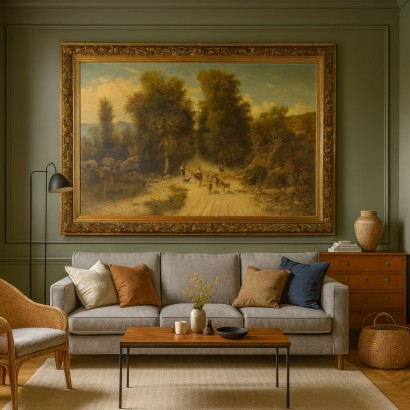 Peinture d'Achille Dovera, Paysage avec troupeau et bergers, Achille Dovera, Achille Dovera, Achille Dovera, Achille Dovera, Achille Dovera, Achille Dovera, Achille Dovera, Achille Dovera