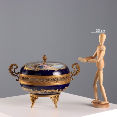 Caja de bronce y porcelana Blue Cob