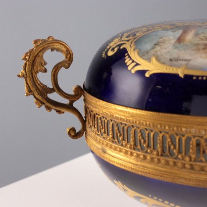 Caja de bronce y porcelana Blue Cob