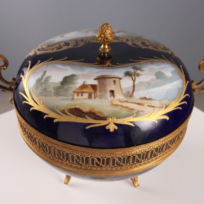 Caja de bronce y porcelana Blue Cob