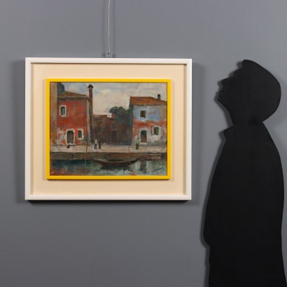 Painting by Eugenio Polesello, Burano Motif, Eugenio Polesello, Eugenio Polesello, Eugenio Polesello