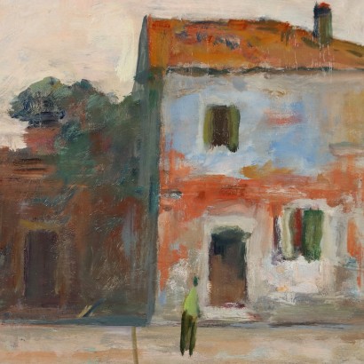 Painting by Eugenio Polesello, Burano Motif, Eugenio Polesello, Eugenio Polesello, Eugenio Polesello