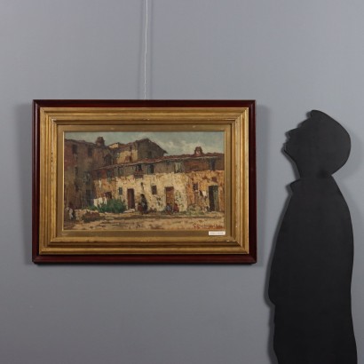 Painting by Giuseppe Comparini, Antignano old houses in the sun, Giuseppe Comparini, Antignano old houses in the sun, Giuseppe Comparini, Antignano old houses in the sun, Giuseppe Comparini