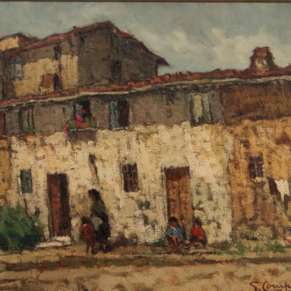 Painting by Giuseppe Comparini, Antignano old houses in the sun, Giuseppe Comparini, Antignano old houses in the sun, Giuseppe Comparini, Antignano old houses in the sun, Giuseppe Comparini