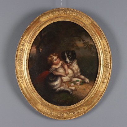 Painting of a Girl with a Dog