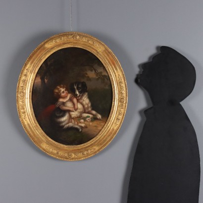 Painting of a Girl with a Dog