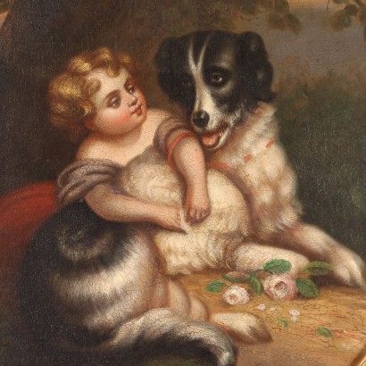 Painting of a Girl with a Dog